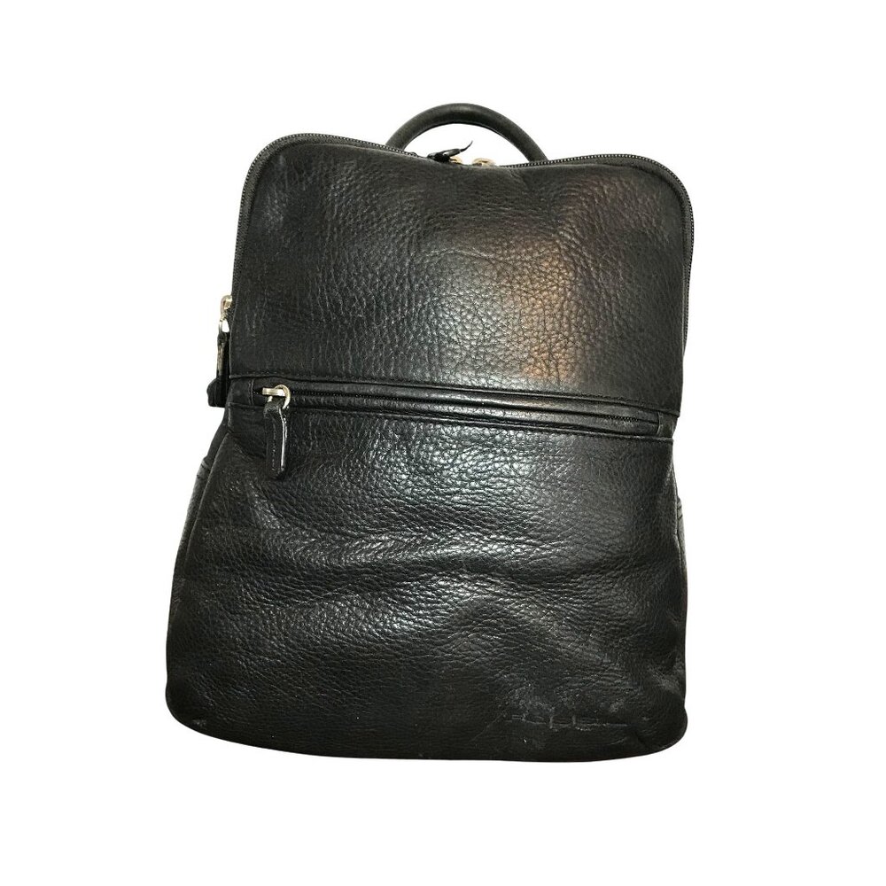 Fossil Womens Black Leather Backpack With Adjustable Straps